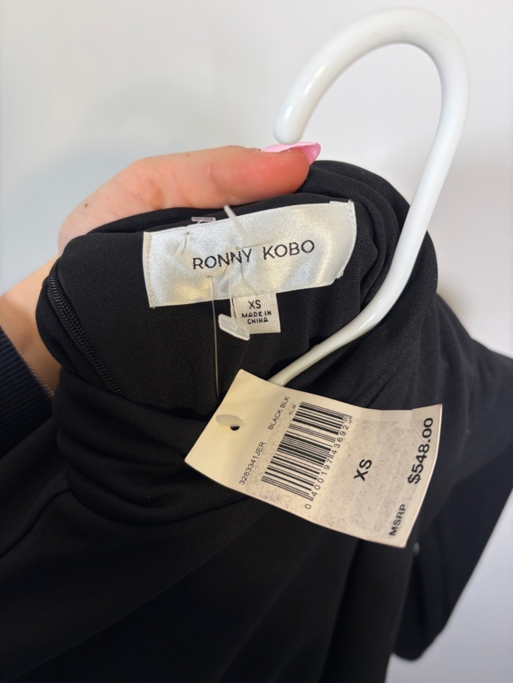 NWT Ronny Kobo Ronaldo Asymmetric Drape Dress in Black - XS - Picture 8 of 8